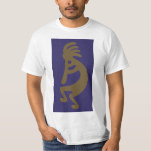 Camiseta Flute Playing Kokopelli Figura 1: Verde sobre azul