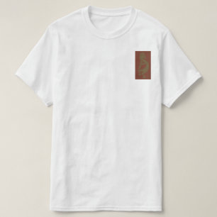 Camiseta Flute Playing Kokopelli Figura verde sobre vermelh