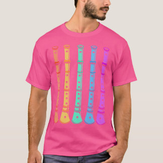 Camiseta Flutos Coloridos Instrumentos Musicais De Madeira 