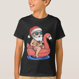 Camiseta Flutuador de Flamingo de Natal Piada de Natal em J