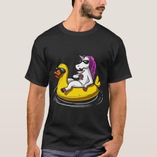 Camiseta Flutuador de Pato de Banho Montando Unicórnio
