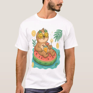 Camiseta Flutuador de Piscina de Preguiça de Verão