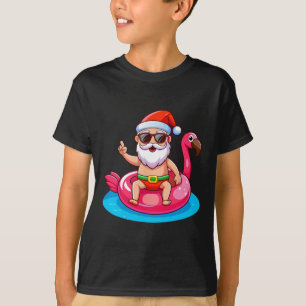 Camiseta Flutuador Flamingo de Natal Praia Natal Divertido