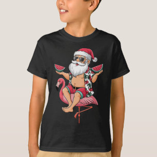 Camiseta Flutuador Flamingo Natal Em Julho Melancia