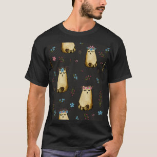 Camiseta Flutuantes de Gatos Cachorros Flutuantes Padrão de