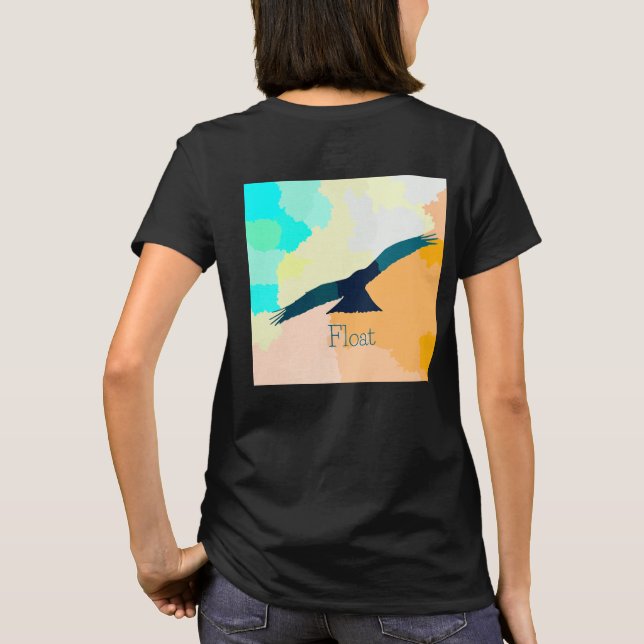 Camiseta "Flutuar" Imagem tranquila da silhueta larguenta d (Verso)