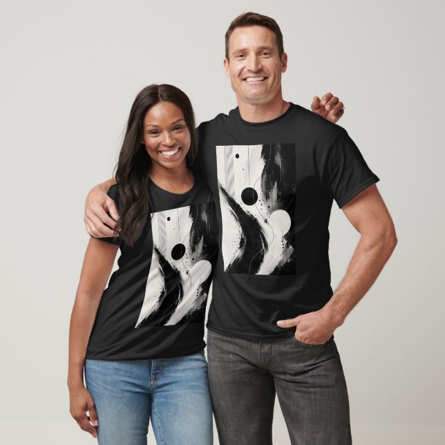 Camiseta Fluxo Abstrato Preto e Branco (Unissex)