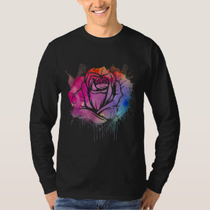 Camiseta Fluxo Botânico do Jardim de Rosa de Arte de Água