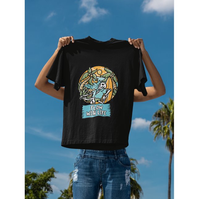 Camiseta Fluxo Com Víblias Tropicais De Verão Com Esqueleto (Criador carregado)