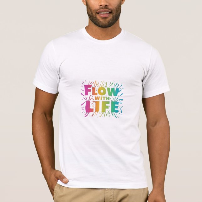 Camiseta "Fluxo com vida" em multicor (Frente)