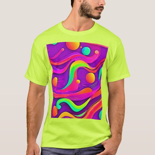 Camiseta Fluxo do arco-íris: Abstrato Divertido (Frente)