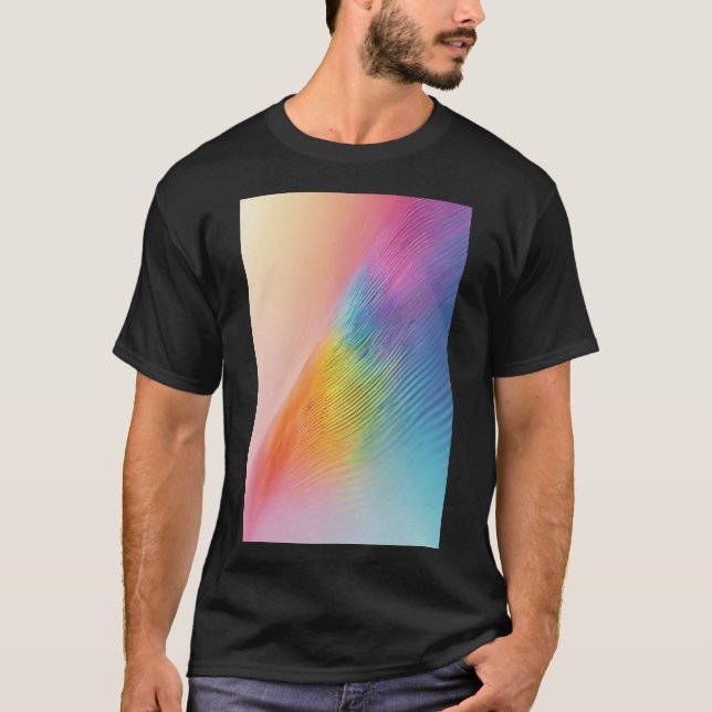 Camiseta Fluxo Luminoso Do Arco-Íris: Onda De Pastel Abstra (Frente)