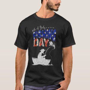 Camiseta Fly Fishing 4 de Julho Dia de Pesca Pescador Patr
