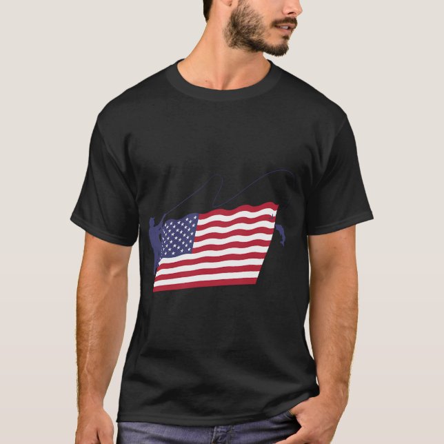 Camiseta Fly Fishing Bandeira dos EUA (Frente)