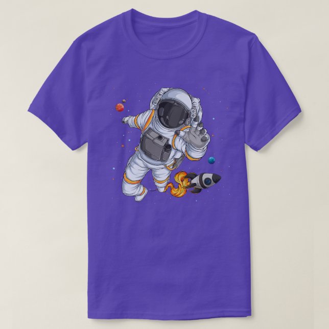 Camiseta Flying Astronaut With Rocketship Outer Space  (Frente do Design)