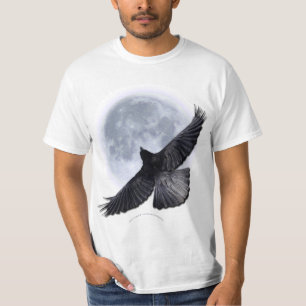 Camiseta Flying Black Raven Abraçando a Camisa-Lua