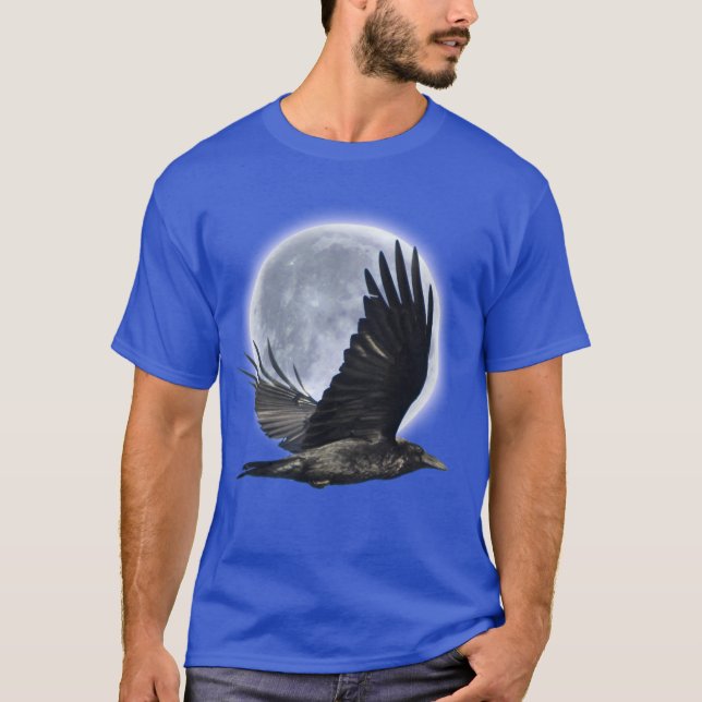 Camiseta Flying Black Raven e Full Moon T-Shirt (Frente)