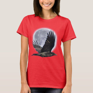 Camiseta Flying Black Raven e Full Moon T-Shirt