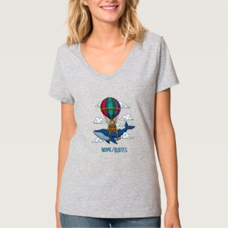 Camiseta Flying Blue Whale with Hot Air Balloon