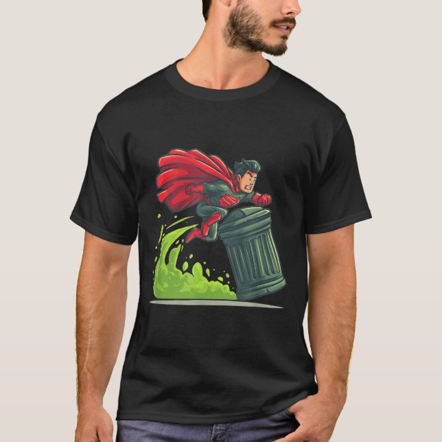 Camiseta Flying Hero With Trash Can Costume For Take Out Th (Frente)
