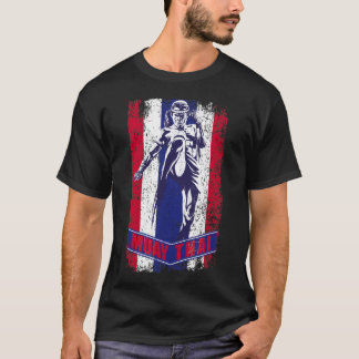 Camiseta Flying Knee Strike Muay Thai Fighter Thailand Flag