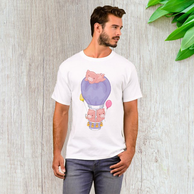 Camiseta Flying Piggies in Hot Air Balloon (Criador carregado)