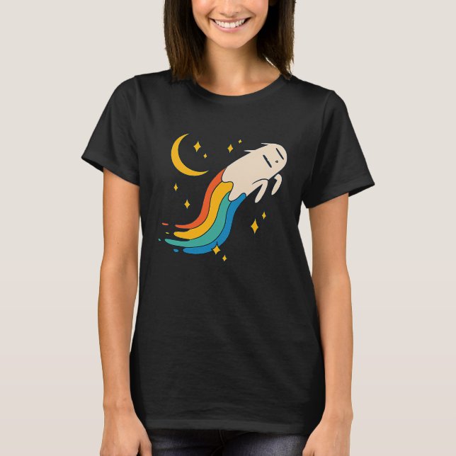 Camiseta Flying Rainbow Cat Meme Cat Emo Soft Grunge EGirl (Frente)