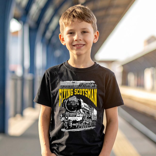 Camiseta Flying Scotsman 1923 LNER Train. Steam Locomotive. (Flying Scotsman 1923 LNER Train. Steam Locomotive. Basic Boy Black T-Shirt)