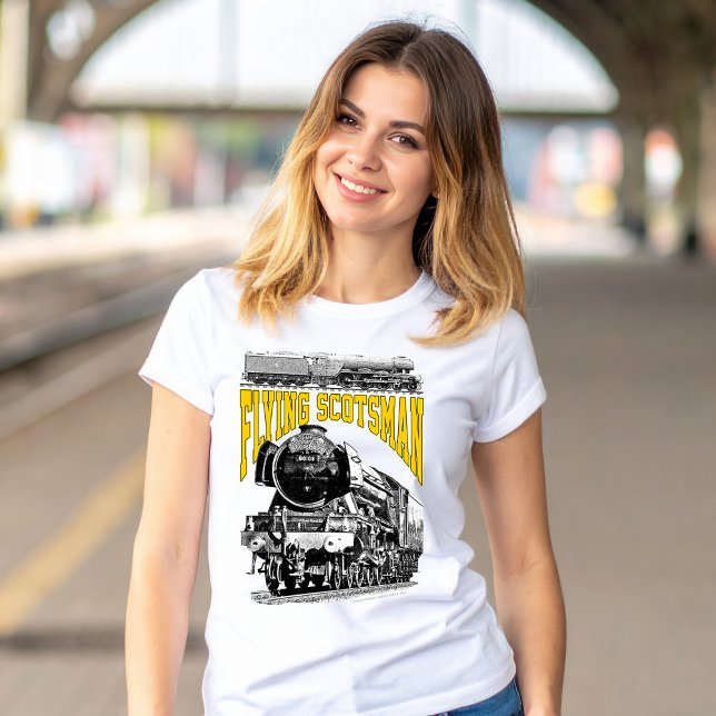 Camiseta Flying Scotsman Steam Locomotive. 1923 LNER Train (Flying Scotsman Steam Locomotive. 1923 LNER Train. Basic Women White T-Shirt)