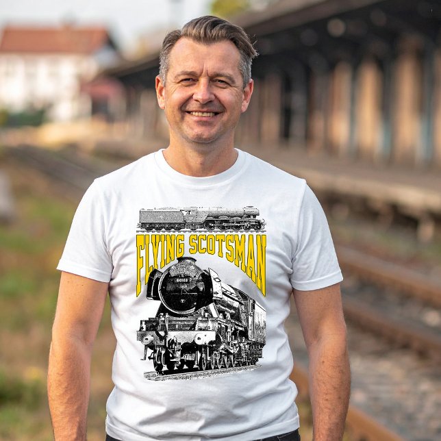 Camiseta Flying Scotsman Steam Locomotive. 1923 LNER Train (Flying Scotsman Steam Locomotive. 1923 LNER Train. Basic Men White T-Shirt)