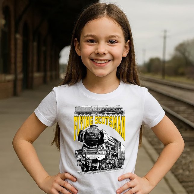 Camiseta Flying Scotsman Steam Locomotive. 1923 LNER Train (Flying Scotsman Steam Locomotive. 1923 LNER Train. Basic Girl White T-Shirt)