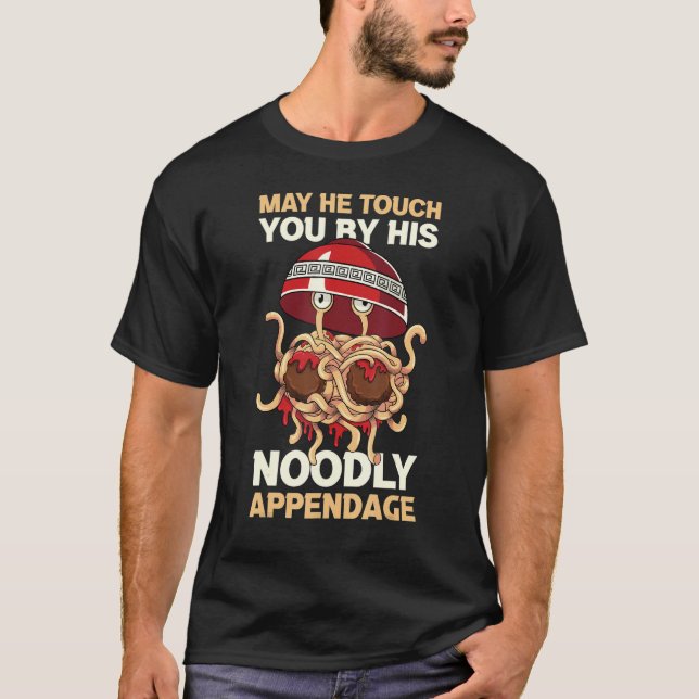 Camiseta Flying Spaghetti Monster FSM Touch By His Noodly A (Frente)