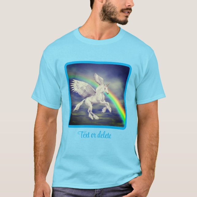 Camiseta Flying Unicorn Over Rainbow Fantasy Horse (Frente)