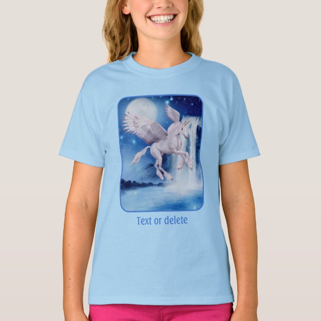 Camiseta Flying Unicorn Waterfall Fantasy Horse Art (Frente)