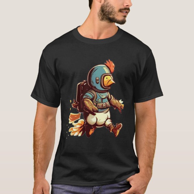 Camiseta Flying with Jet Pack  Chicken (Frente)
