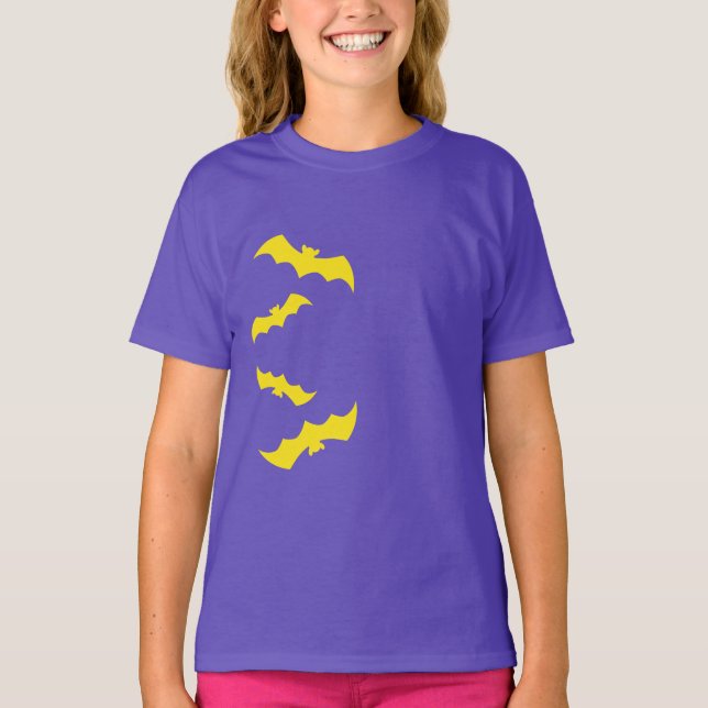 Camiseta Flying Yellow Halloween Bats (Frente)