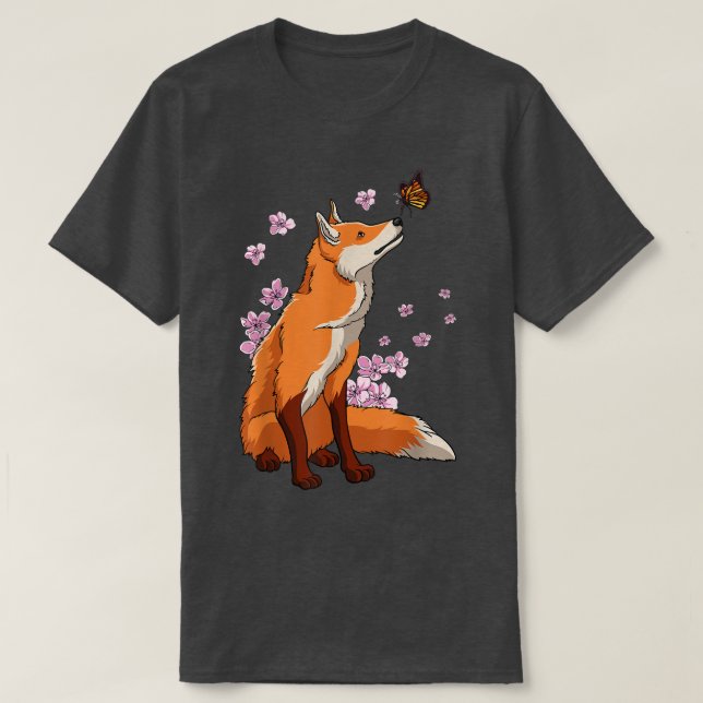 Camiseta Fo com borboleta Sakura Chersom japonês (Frente do Design)