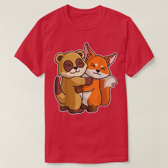 Camiseta Fo & Meerkat Hug Kawaii Cute Animals For Women Cud (Frente do Design)