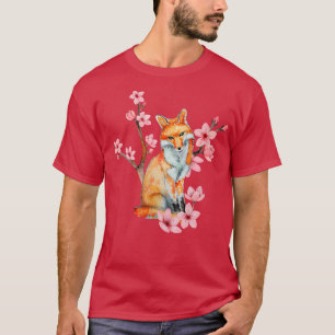 Camiseta Fo Spirit Kitsune Vintage Cherry Blossom Flower Ja
