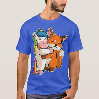 Camiseta Fo & Unicorn Hug Kawaii Cute Animals For Women Cud