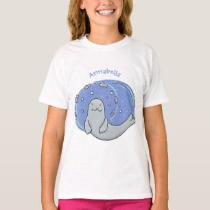 Camiseta Foca-branca e ilustração de desenho animado de a
