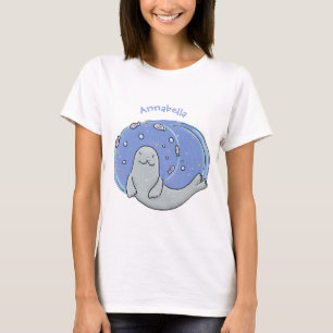 Camiseta Foca-branca e ilustração de desenho animado de azu