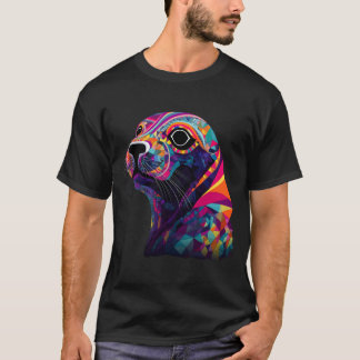 Camiseta Foca Colorido Geométrico Pop Mar Oceano Animal