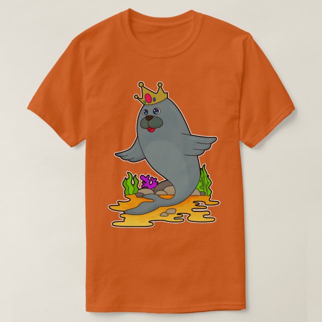 Camiseta Foca como Rei com Coroa (Frente do Design)
