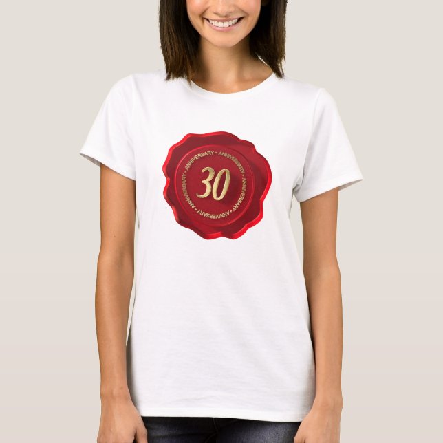 Camiseta foca de cera vermelha de 30 aniversário (Frente)
