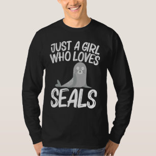 Camiseta Foca Fofa Para Meninas Crianças Leão-Marinho Anima
