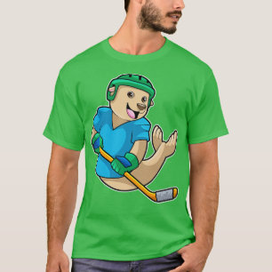 Camiseta Foca no hóquei no gelo com taco de hóquei no gelo