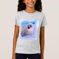 Foca Pequena Harpa Coberta de Flocos de Neve