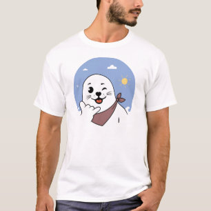 Camiseta Foca Piscando de Olho Vestindo Bandana Fazendo Sin