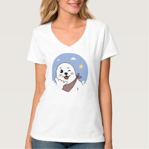Camiseta Foca Piscando o Olho com Bandana Fazendo Sinal Sha